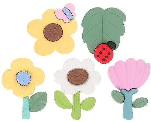 VILLFUL 5pcs Flower Shape Rubber Magnets for Fridge Whiteboard Locker Decor Hold Cute Cartoon Design for Office Kitchen Classroom Use