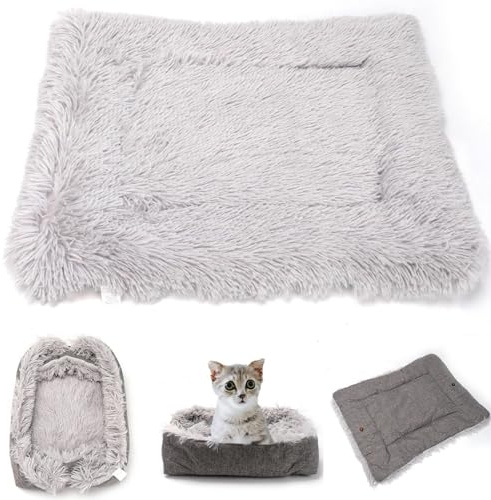 MIZAZBOX 3-in-1-Katzenbett, kleines Hundebett, selbstwärmendes Winter, kühlendes Bett, Sommerbett, weiches, gemütliches Bett, beruhigendes Hundebett, Haustiermatte, 65 x 50 cm, Grau