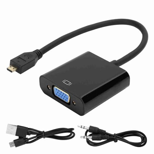 Yusat Micro HDMI zu VGA Videokonverter-Adapter 1080P Pi 4B mit Stromversorgungsfunktion (Micro HDMI zu VGA)