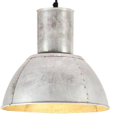 vidaXL Hängelampe Industrie Pendelleuchte Deckenlampe Pendellampe Deckenleuchte Hängeleuchte Lampe Leuchte 25W Silbern Rund 28,5cm E27