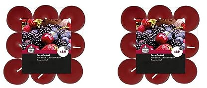 Teelichter Duft 2x18 Stück (36 Teelichter) - Brenndauer: 8 Std., Rußfrei - für Windlicht, Teelicht-Glas, Kerzenständer - Weihnachten, Geschenk, Deko, Hochzeit, Gastro (Weinrot - Duft: Beerencocktail)