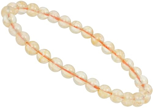 ELEDORO Stretch Armband aus echten Edelstein-Perlen (6mm) – Perlenarmband für stilvolle Eleganz (Citrin)
