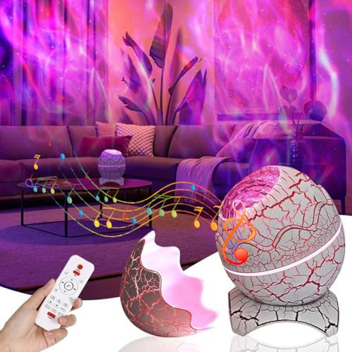 copap Sternenhimmel Projektor, Dinosaurier Ei Galaxie Sternenprojektor, Nachtlicht mit Bluetooth MusikPlayer mit Weißem Rauschen, Star Projector Mit Fernbedienung (Weiß)
