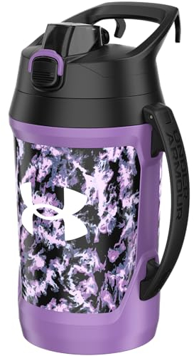 Under Armour Jarra de agua deportiva, botella de agua aislada de 64 onzas con asa, medio galón, gancho para cerca, resistente a fugas, béisbol, fútbol americano y más