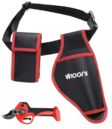 WIOONI Fodero per Forbici Potatura Elettriche, Fondina per Cesoie da Potatura con Sacchetto della Batteria (Rosso)