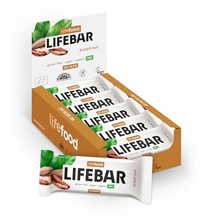 Lifefood Energieriegel, Vegan Sportriegel, Energy Bar für Wandern, Radsport, Fitness, Riegel BIO, Glutenfrei, Laktosefrei, Ohne Zuckerzusatz - 15er Pack (15 x 40 g) (Brazil Nuss)