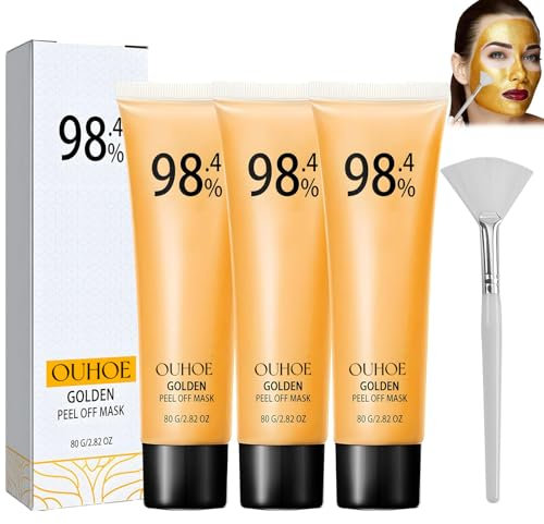3 Stück Gold Peel Off Masken, Peel Off Anti Falten Whiten Maske, Anti Falten Anti Aging Gesichtsmaske, Peel Off Maske Gesicht, Zur Hydratation, Anti-Falten-Wirkung, Reinigung und Aufhellung