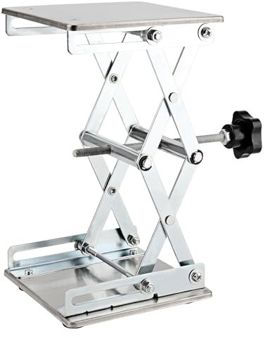 LEXININ 150 x 150 mm cric a forbice da laboratorio, in acciaio inox, piattaforma di sollevamento da laboratorio, supporto scientifico per esperimenti di fisica