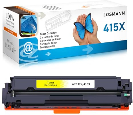 LOSMANN 1x Gelb Toner Kompatible für HP 415X W2032X Mit Chip | Ersatz für HP Color Laserjet Pro MFP M479fdw M479fnw M479fdn M479dw M454dn M454dw M479 M454 M480f 415A W2032A