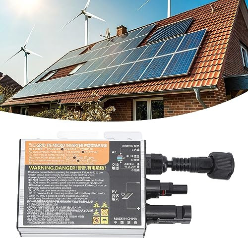 Topyond Micro-onduleur Solaire à Onde Sinusoïdale Pure 350 W pour Panneaux Solaires AC220 V – Mini Onduleur Solaire Monophasé Efficace avec Protection de la Température du Courant De Tension