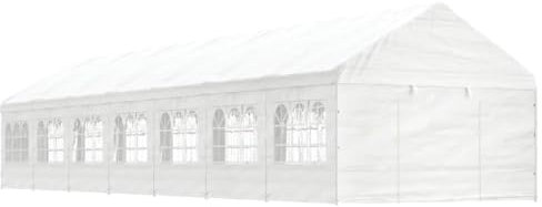 ARKEM Pavillon mit Dach Weiß 15,61x4,08x3,22 m Polyethylen Pop Up Pavillon Garten Pavillion