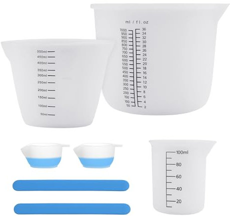 Silikon Messbecher Set für Epoxidharz, 1000ml/500ml/100ml, Messbecher aus Silikon, Epoxidharz Zubehör, DIY, Küche Labor Handwerk, leicht zu reinigen