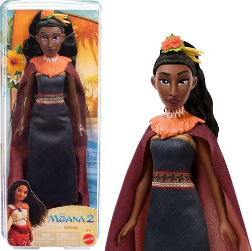 Mattel Disney Moana 2 Matangi Modepuppe mit 3 Zubehörteilen, abnehmbares Outfit mit Umhang, Kopfstück, Schulterstück & Fußkettchen, inspiriert vom Film