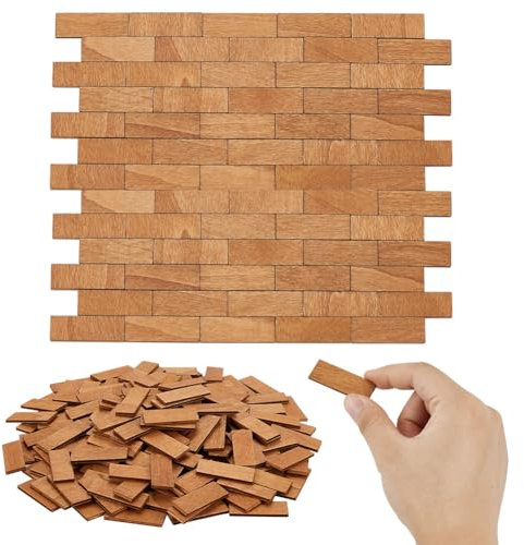 AHANDMAKER 200 Stücke Holzboden Burlywood Miniatur Boden Wandverkleidung Miniatur Teppich Bodenbelag Landschaft Home Minihauses Zubehör Prop Dekorationen 1.5X0.6