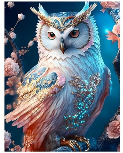 XUIIOSOOKP Diamond Painting Erwachsene, 5D Diamond Painting, DIY Diamant Painting Bilder, Baum Diamant Malerei Stickerei Set für Zuhause Wanddekorationen - 30x40cm/Eule