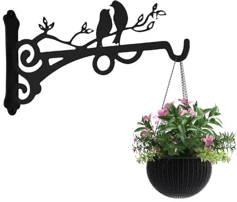 Cretvestsar Soportes para cestas colgantes al aire libre, soportes retro para colgar en la pared, ganchos de jardín, soportes decorativos con tornillos, colgador artístico para macetas de pared para