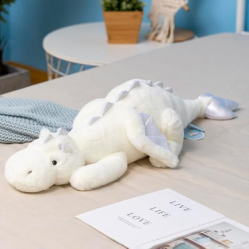 Ololele Dragon en peluche lesté de 109 cm, 3,2 kg, grand animal en peluche lesté pour enfants, rose, blanc, vert et bleu disponible. Dragon en peluche très mignon (version mise à jour 2025)
