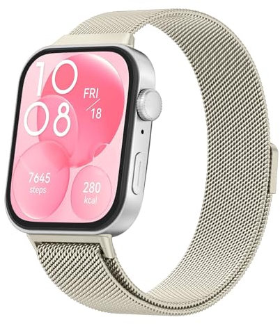 Meliya für Huawei Watch Fit 3 Armband Damen Herren, Edelstahl Uhrenarmband Metall Mesh Ersatzarmbänder mit Magnetverschluss für Huawei Fit 3 Armband Herren Damen