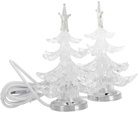 IMIKEYA 4 Stück Nachtlicht Acryl-weihnachtsbaum Geführt Led-schreibtischlampe Mini-schreibtisch-weihnachtsbaum Schreibtischlampe Led Usb Schreibtisch Silver
