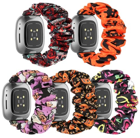 DKGKOO Bracelet de montre chouchou pour femme compatible avec Fitbit Versa 4/Versa 3/Sense/Sense 2, Large Size, Coton, Pas de gemme