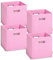 Storanda | Lot de 4 boîtes de rangement 28 x 28 x 28 cm | Poignées larges des deux côtés | Stable et pliable | Boîte d'étagère pour étagère cube | Rose
