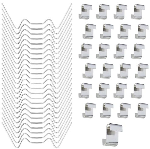 50 pcs Greenhouse Glass Clips, Green House Clips for Glass Pans, Garden Greenhouse Glazing Fixing Clips, Stainless Steel Glazing Clips for Glass House Panels(25 W Glazing Clips & 25 Z Overlap Clips)