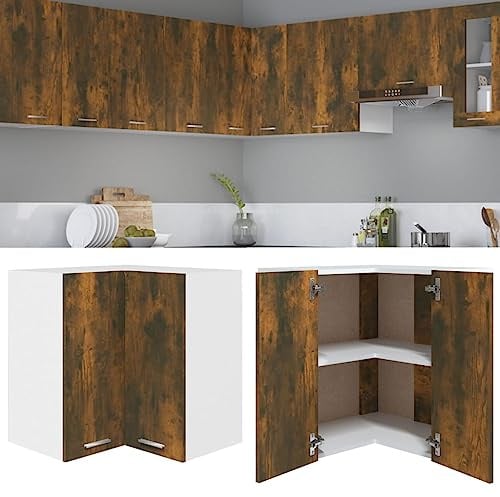 Myheimly Eck-Hängeschrank Räuchereiche 57x57x60 cm Holzwerkstoff Küchenschrank Küchenzeile Küchenmöbel Unterschrank Küchenunterschrank Schrank