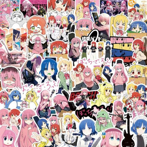 75 Bocchi Rock Aufkleber Anime Figur Vinyl Wasserdicht DIY Stickers Für Computer Skateboard Gepäck Auto Fahrrad