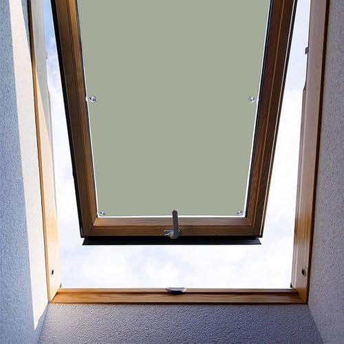 Moboo Dachfenster Rollo Thermo Sonnenschutz Verdunkelungsrollo für Dachfenster UV Schutz mit Saugnäpfe ohne Bohren ohne kleben (Hellgrün, 60x96cm)