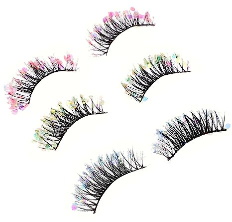 PACKOVE 3paare Wimpern Für Frauen Natürliche Flauschige Eyelashes Für Bühnenauftritte Wiederverwendbare Wimpern Mit Glitzereffekt Einfache Anwendung Komfortabel Zu Tragen