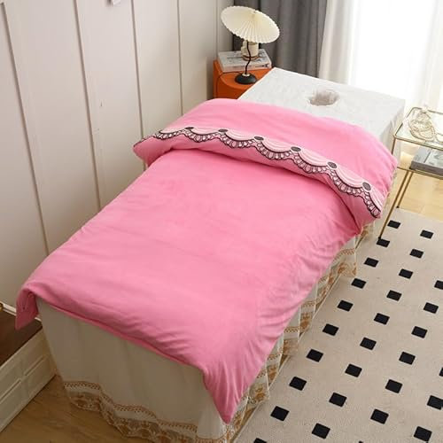 Housse de couette pour salon de beauté – Housse de lit en velours épais, polaire douce et réutilisable pour spa, repose-visage, lavage de la tête, traitement de bain de pieds (rose, 120 x 180 cm)
