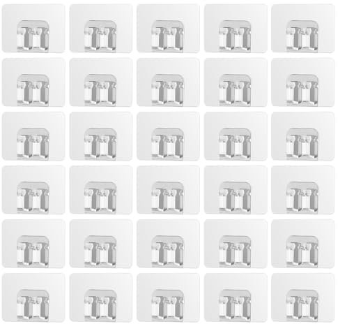 30 Pcs Outdoor Light Hooks with Adhesive Strips Waterproof, UV-Resistant No-Damage,Tool-Free Installation Cable Holders for Hanging Lights, Garden Lights Clips for Christmas, Patio Balcony Decor