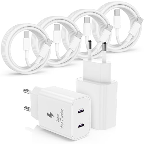 45W Ladegerät Zwei-Port USB C Schnellladekabel für iPhone 17 16 15 Pro Max 17 15 16e Plus,iPad 13/11/10th,MFi-Zertifiziert Super Fast Charger Schnelladegerät mit 2/2/1/1M USB C Ladekabel