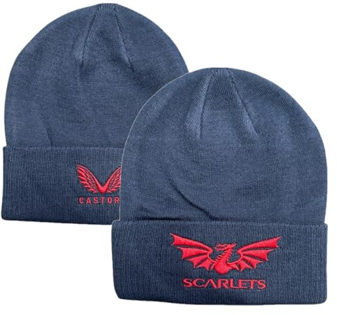 Castore Scarlets Men's Navy Beanie Rugby Club Knit Training Logo Hat