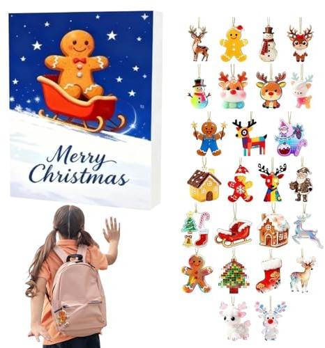 Countdown Kalender Gingerbread Ornament, 2D Flat 24 Day Ornament - Gingerbread Man Advent Christmas Kalender | F Countdown Boosts Holidayor Holiday Kids Boy Girl Women Men Family Klassenzimmer
