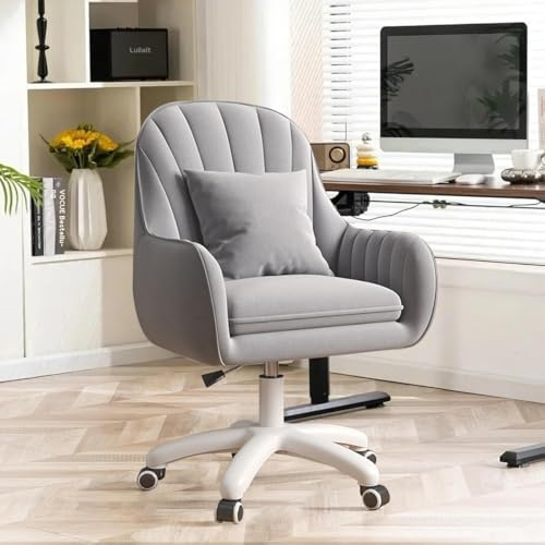 WXJHL Home Office Stuhl Samt-Schminkstühle Niedlicher Schminktischstuhl mit Rollen Computerstühle mit mittlerer Rückenlehne Höhenverstellbarer Kleiner drehbarer Rollstuhl