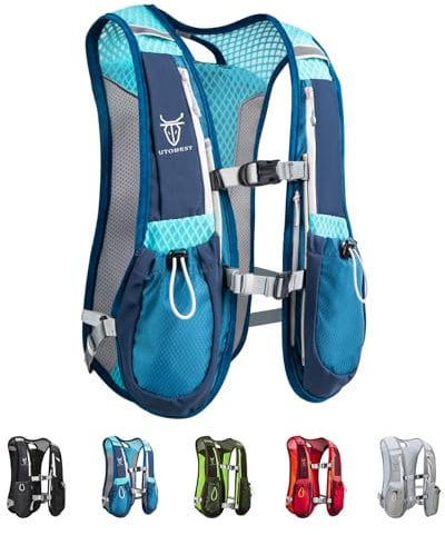 UTOBEST Lauf-Rucksack, Laufweste, leicht, 5L Fassungsvermögen mit 1.5L Trinkblase (Blau)