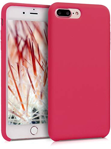 kwmobile Housse Compatible avec Apple iPhone 7 Plus/iPhone 8 Plus Coque - Housse de téléphone Protection Souple en TPU Silicone - Rose Fuchsia-Rouge
