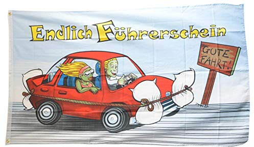 Flaggenfritze® Flagge/Fahne Endlich Führerschein - 90 x 150 cm