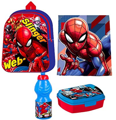 Spinne Spider RUCKSACK TASCHE KINDERGARTEN 4 Teile Set Brotdose Flasche mit Sticker-von-Kids4shop