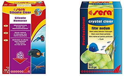 sera Silicate Clear 500 g & Crystal Clear 12 Filterbälle (formstabil & mehrfach auswaschbar) die Innovative, patentierte 3D-Faserstruktur entfernt kleinste Trübungen ab 10µm nach kurzer Zeit