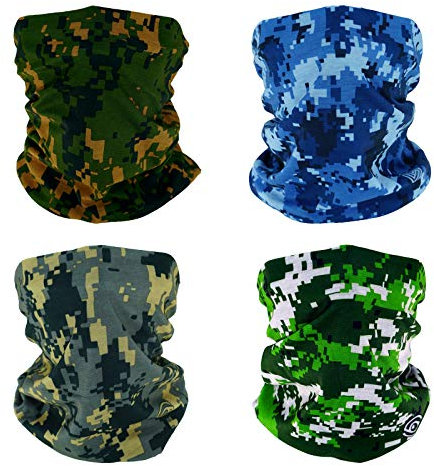 SMEHCF 4 Multifunktionstuch Gesichtsmaske Motorradmaske Sportmaske Sturmmaske Maske Halsmanschette Schal Bandana für Damen Herren Sumpf Wald Ozean Digital Camo Camouflage Tarnung