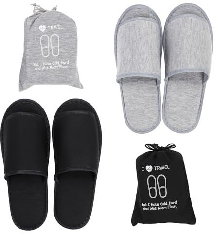 XINCHIA Portable Travel Slippers Foldable Open Toes Sandals Non-Disposable Cotton Hotel Spa Slippers Guest Room Unisex Indoor House Floor Footwear Anti-skid Business Travel Trip Flight Shoes Footwear
