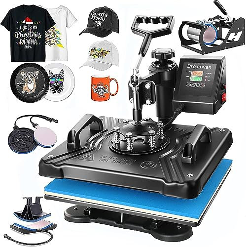 Professional Start-Up Heat Press Machines 12 x 15 Swing Away 5 in 1 Digital Multifunctional Sublimation T-Shirt Heat Press Machine for Shirts Hat Mug Cap Plate