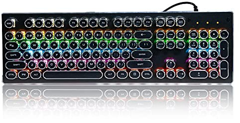 Sojare HJK920 Clavier de Jeu Mécanique, éclairage LED RVB, 104 Touches, Clavier Rétro Filaire, pour PC Gamer Office et Ordinateur Portable de Bureau (Noir)