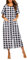 Ekouaer Damen-Bademantel mit Reißverschluss vorne, kurze Ärmel, volle Länge, Hausmantel mit Taschen, Loungewear, Größe S-4XL, Schwarz Plaid , XXX-Large