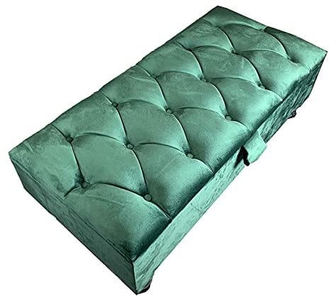 ISTOOLS Rectangular Ottomans Hand Made in UK Chesterfield Ottoman Storage Box with Lid-Velvet Upholstered Footstool for Living Room-Cloth Toy and Shoe Storage Bench Ottoman Foot Stool