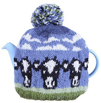 Pachamama Manta de lana de 4 – 6 tazas de 1,2 l para tetera, diseño de vaca lechera aislado, hecho a mano, de comercio justo, multicolor