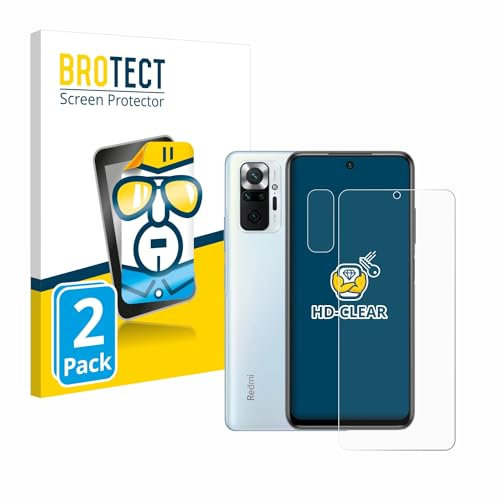 BROTECT (2 Stück Schutzfolie für Xiaomi Redmi Note 10 Pro (Display+Kamera) Displayschutz Folie Made in Germany, Ultra-Klar