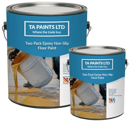 T A Paints Ltd Non Slip Epoxy Floor Paint Heavy Duty Industrial Floor Coating Concrete Stone Brick Factory Garage Floors (2.5L BS 18 E 53 Blue)